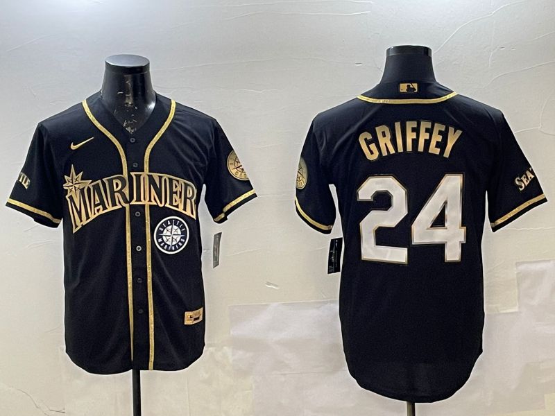 Men Seattle Mariners #24 Griffey Black Gold Game 2025 Nike MLB Jersey style 3->seattle mariners->MLB Jersey